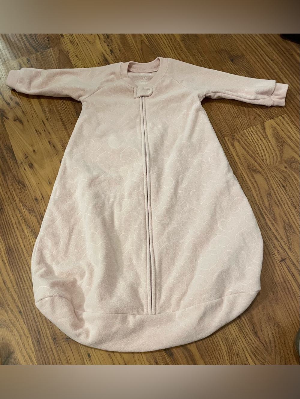 Carter's Light Pink Heart-Pattern Long Sleeve Sleep Sack